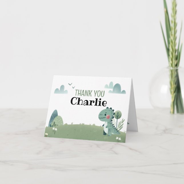 Cartão De Agradecimento Roarsome Dino Birthday –  (Frente)