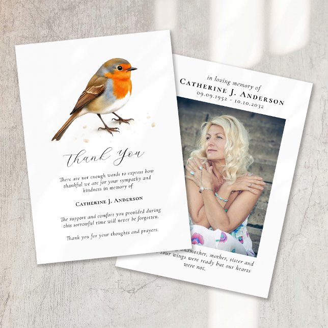 Cartão De Agradecimento Robin Photo Simpatia Funeral Memorial (Criador carregado)