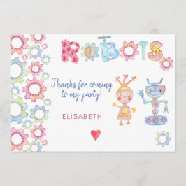 Cartão De Agradecimento Robôs temáticos aniversários festas de crianças ob