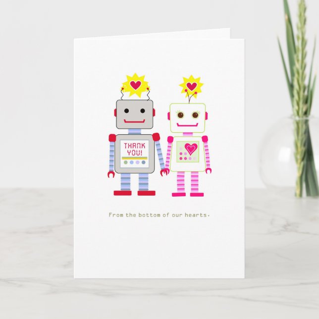 Cartão De Agradecimento Robot Wedding Thank You Cards (Frente)