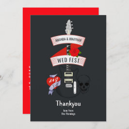 Cartão De Agradecimento Rock and Roll Wedding