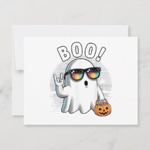 Cartão De Agradecimento Rock Ghost Retro Halloween Pumpkin Funny Boo