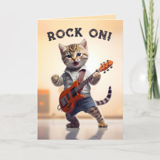 Cartão De Agradecimento Rock On Cute Guitar Gatinho