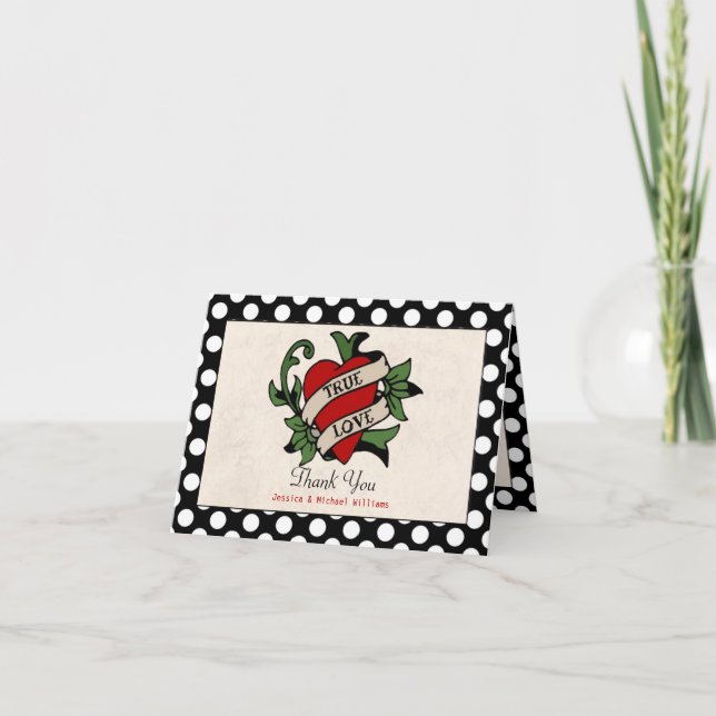 Cartão De Agradecimento Rockabilly Wedding Obrigado (Frente)