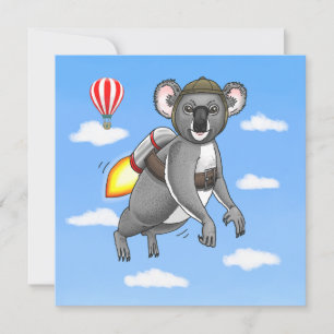 Cartão De Agradecimento Rocket Koala Birthday