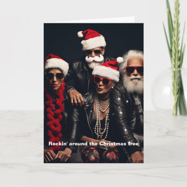 Cartão De Agradecimento Rockin' Joyous Holiday Card (Frente)