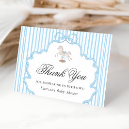 Cartão De Agradecimento Rocking Horse Blue Baby Shower Thank You Card