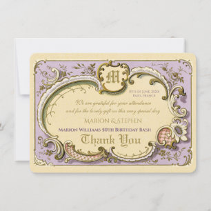 Cartão De Agradecimento Rococo Elegante Francês Quadro Antiquado Lilac Do