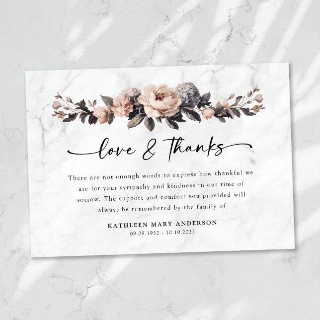 Cartão De Agradecimento Rococo Floral Script Funeral (Criador carregado)