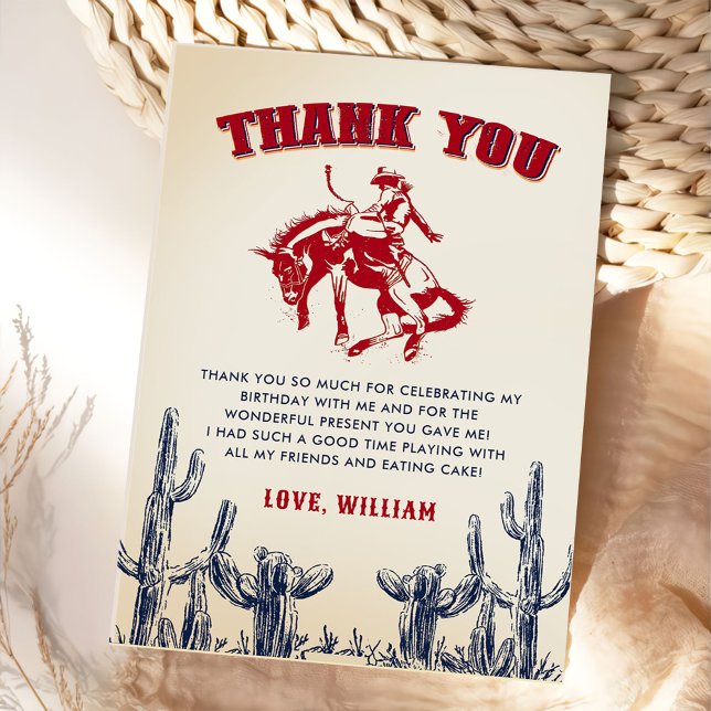 Cartão De Agradecimento Rodeo Western Cowboy Birthday (Criador carregado)