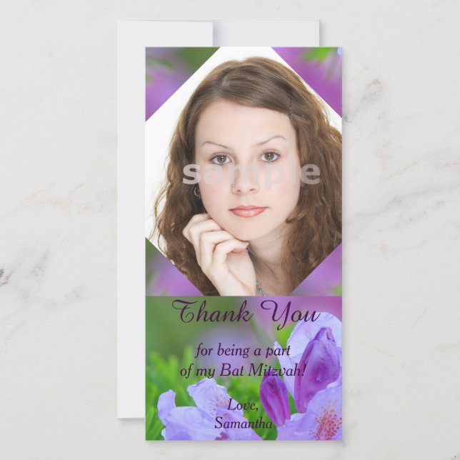 Cartão De Agradecimento Rododendro após o obrigado de Mitzvah do bastão da (Frente)