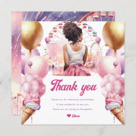 Cartão De Agradecimento Rollercoaster Party African American Watercolor