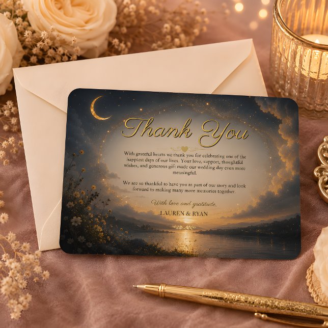 Cartão de Agradecimento Romance Celestial (Celestial Romance Thank You Card)
