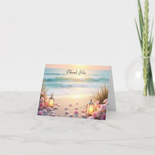 Cartão De Agradecimento Romance de Oceanside sob a Luz Costeira