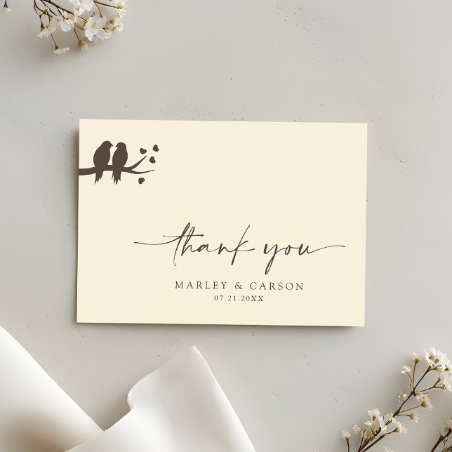 Cartão De Agradecimento Romantic Birds Classic Formal Wedding (Criador carregado)