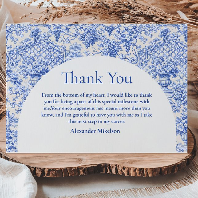 Cartão De Agradecimento Romantic Blue Garden Graduation Party (Criador carregado)