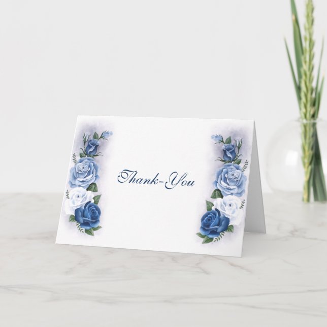 Cartão De Agradecimento Romantic Blue Regency Gay Botanical Silhouette  (Frente)