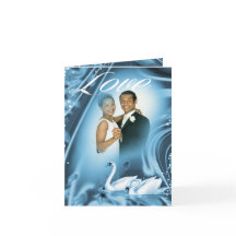 Romantic Blue Swan Love Wedding Photo Thank You