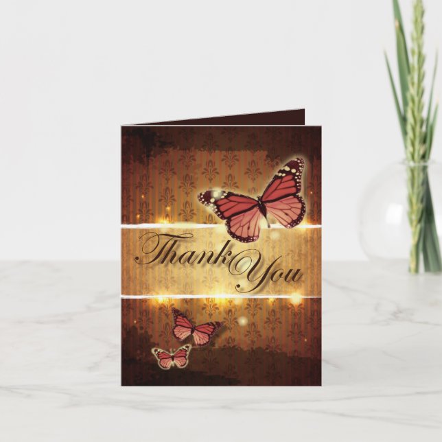 Cartão De Agradecimento romantic butterfly fall wedding thank you (Frente)