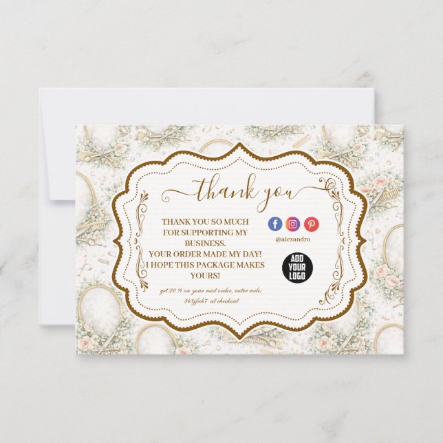 Cartão De Agradecimento Romantic Floral Salon Hair Stylist (Frente)