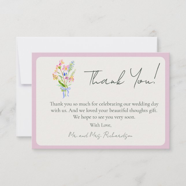 Cartão De Agradecimento Romantic Garden Floral Wedding  (Frente)