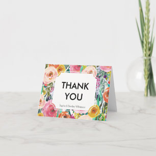 Cartão De Agradecimento Romantic Garden Watercolor Flowers Thank you