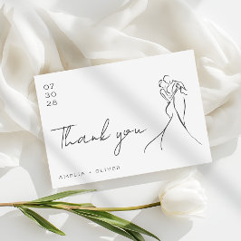 Cartão De Agradecimento Romantic Hand Drawn Lovely Modern Wedding