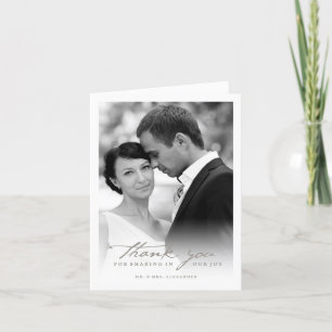 Cartão De Agradecimento Romantic Handwriting Script Stylish Photo Wedding