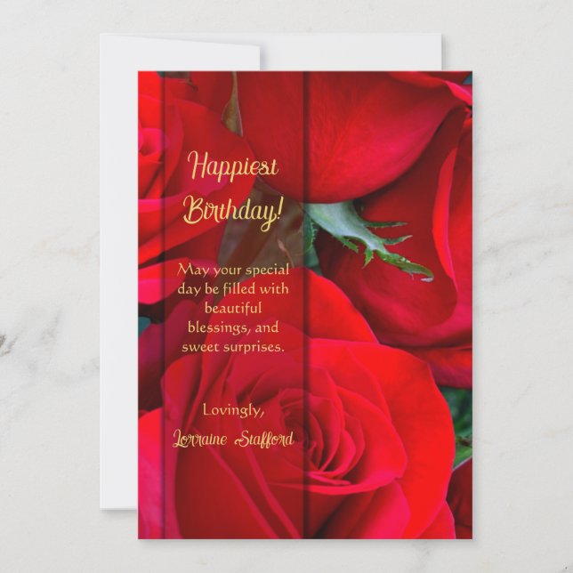 Cartão De Agradecimento Romantic Red Rose Birthday Card (Frente)