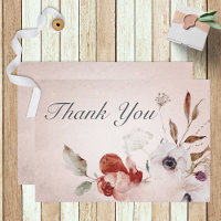 Romantic Rose Pink Floral Wedding Thank You Card