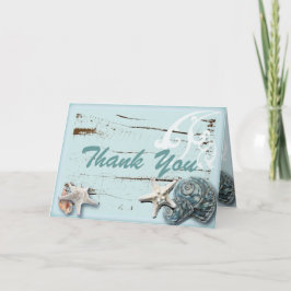 Cartão De Agradecimento Romantic SeaShell Beach Wedding Thank You Card