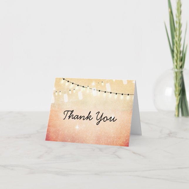 Cartão De Agradecimento Romantic String of Lights Thank You Note (Frente)