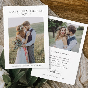 Cartão De Agradecimento Romântica Casamento Amor e Obrigados 2 Foto