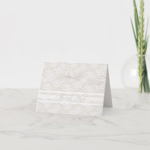 Cartão De Agradecimento Romântico Adorável Floral Branco de Renda Agradeci