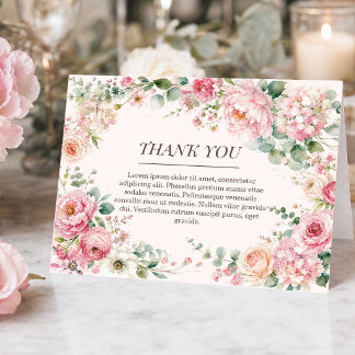 Cartão De Agradecimento Romântico Beijo Floral & Rosa Obrigado