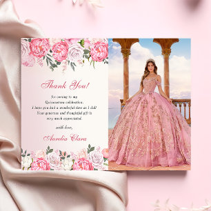 Cartão de Agradecimento Romântico de Rosas Pastel