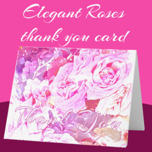 Cartão de Agradecimento Romântico Elegante Rosas