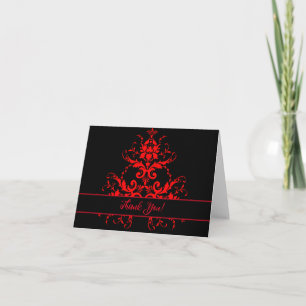Cartão De Agradecimento Romântico, Elegante Vintage Vermelho Damasco