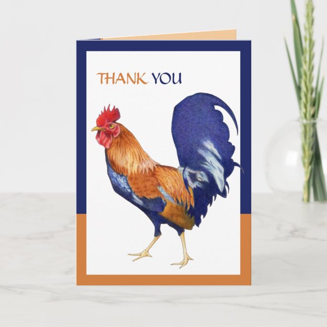 Cartão De Agradecimento Rooster border Thank You Card (Frente)