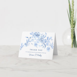 Cartão De Agradecimento Rosa Azul Empoeirada Floral 85º Aniversário