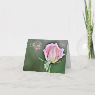 Cartão de Agradecimento Rosa Bege Elegante
