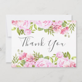 Cartão De Agradecimento Rosa Bege Rosa Floral Chique Elegante Roteiro