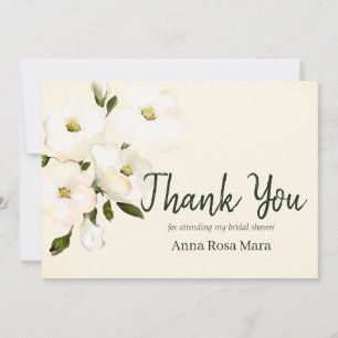 Cartão De Agradecimento *~* Rosa Branca Floral Praia Blush Chá de Noiva
