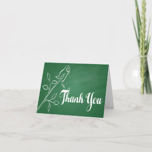Cartão De Agradecimento Rosa Branca Vintage Obrigado Quadro Verde
