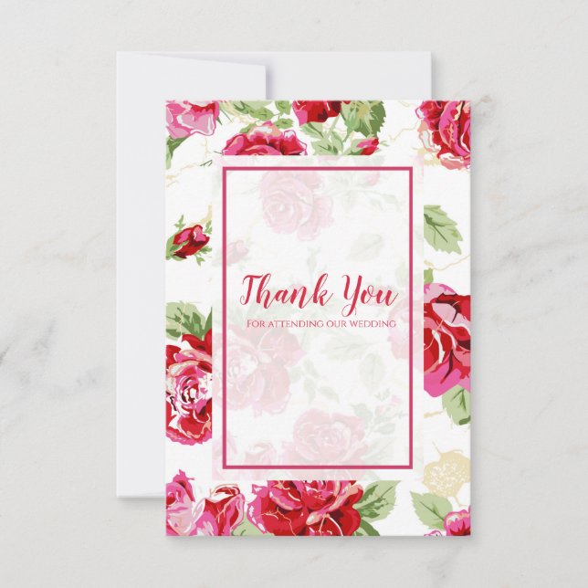 Cartão De Agradecimento Rosa casamento (Frente)