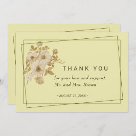 Cartão De Agradecimento Rosa - Casamento Amarelo Celestial