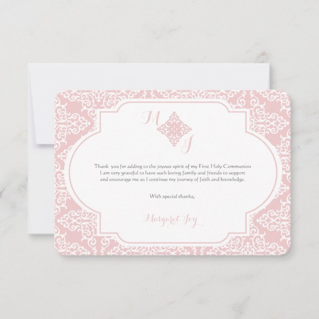 Cartão de Agradecimento Rosa da Minha Primeira Com (Frente)