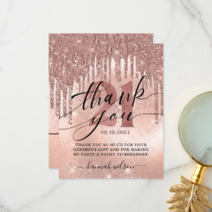 Cartão De Agradecimento rosa de aniversário de 21 anos 