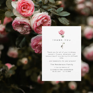 Cartão De Agradecimento Rosa de Aquarela Rosa de Luto Funeral Agradeciment