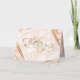 Cartão De Agradecimento Rosa de Casamento e Caligrafia do Ornamentado Marb